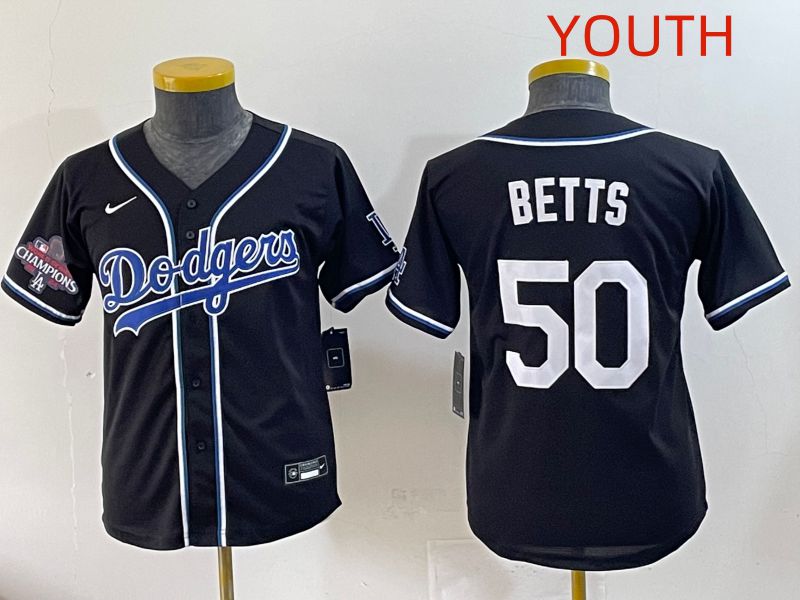 Youth 2025 Los Angeles Dodgers #50 Betts Black Three generations Fashion Nike MLB Jersey style 6